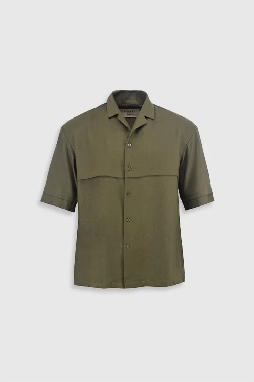 XSML Allan Shirt Kemeja Pria Lengan Pendek Olive Green Casual Nyaman