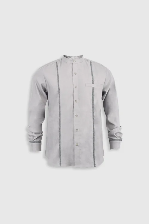 XSML Amias Shirt Kemeja Pria Lengan Panjang Grey Kerah Klasik Serbaguna