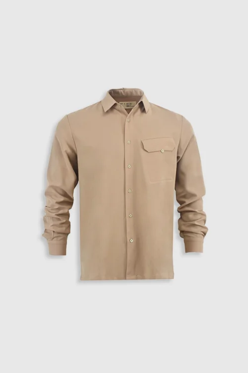 XSML Brendan Shirt Kemeja Pria Lengan Panjang Brown Elegan Casual Formal