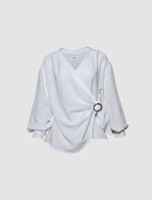 XSML Laura Blouse Atasan Wanita Putih Lengan Panjang Formal Kantor