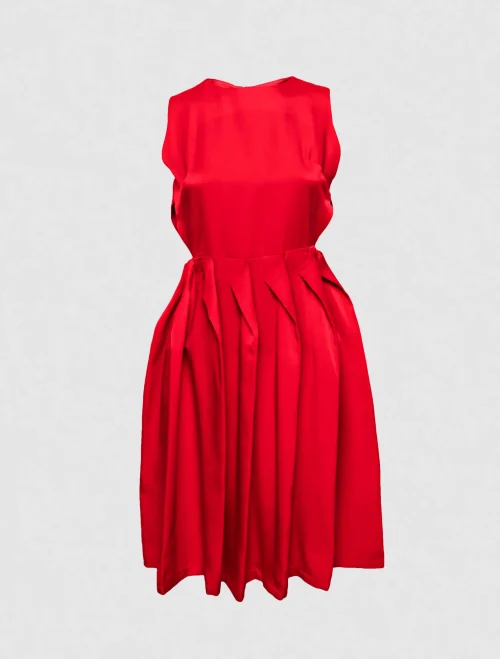 XSML Blade Midi Dress Wanita Pleated Cut Out Slim Fit Harga Diskon