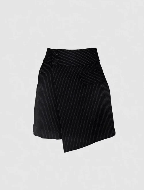 XSML Beanice Skort Celana Rok Wanita Hitam Garis Stripe Mini Diskon
