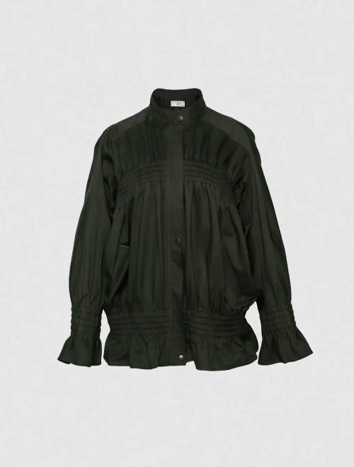 XSML Stefari Jacket Outer Wanita Dark Green Lengan Panjang Casual