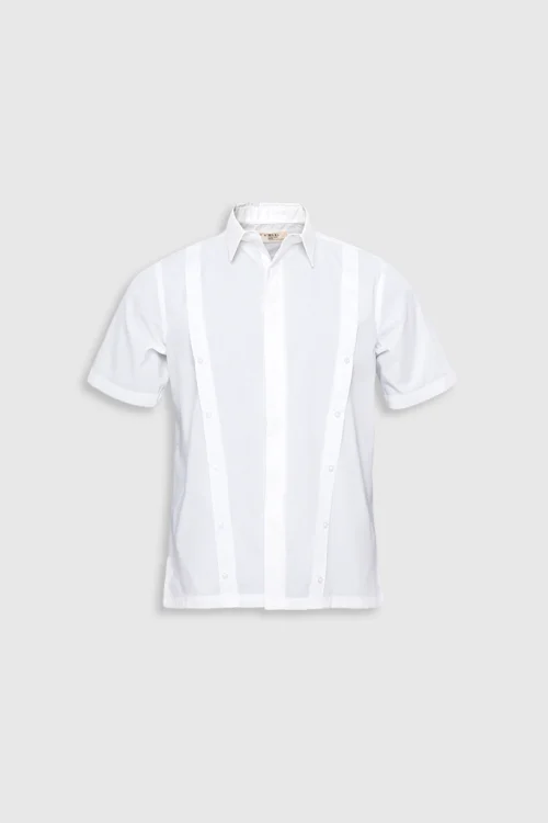 XSML Malik Shirt Kemeja Pria Putih Tulang Lengan Pendek Minimalis Formal