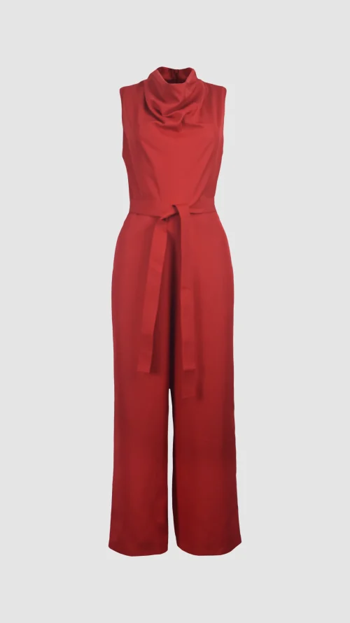 XSML Harunata Jumpsuit Wanita Potongan Merah Cerah Elegan