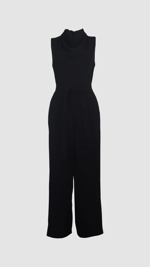 XSML Harunata Jumpsuit Wanita Potongan Lengan Black Formal Elegan