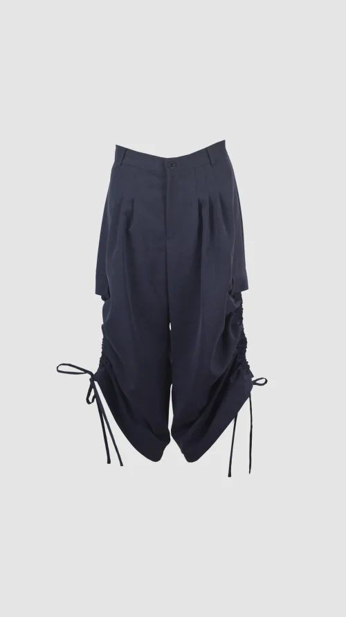 XSML Fuyu Pants Celana Midi Wanita Grey Wide Leg Oversized Casual