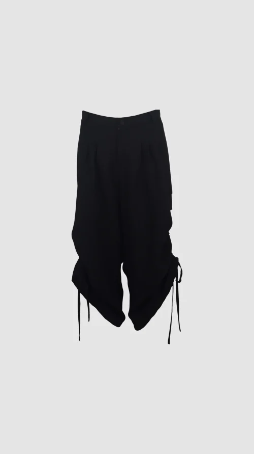 XSML Fuyu Pants Celana Panjang Wanita Hitam Wide Leg Oversized Casual