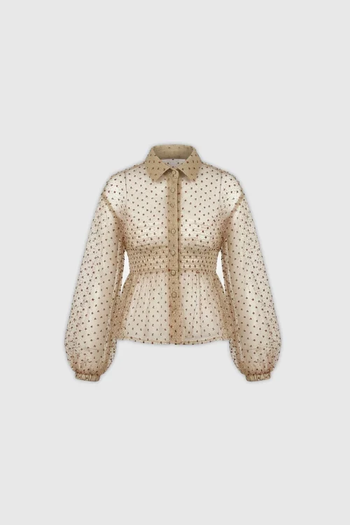 XSML Alora Polkadot Sheer Peplum Blouse