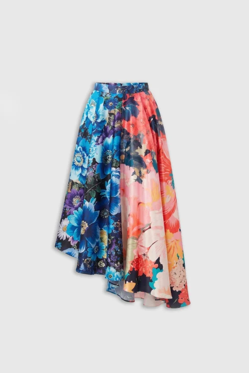 XSML Bloom Asymmetrical Floral Midi Skirt - Multi Color