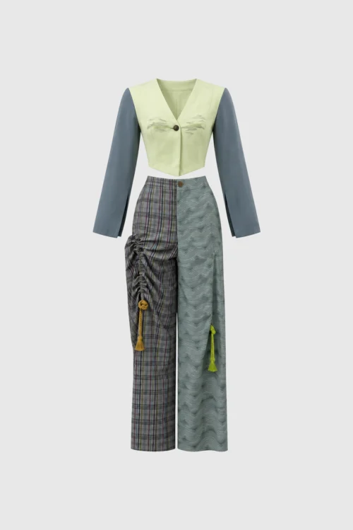 XSML Midori Asymmetric Kimono Trouser Set