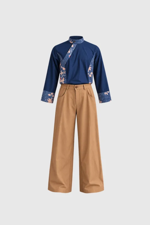 XSML Kenji Indigo Asymmetric Batik Set